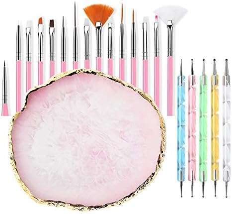 20 Pieces Nail Art Brushes with 1 Piece Nail Palette Nail Tips Natural Nail Supplies Nail Palette Nail Polish Palette Manicure Design Tools