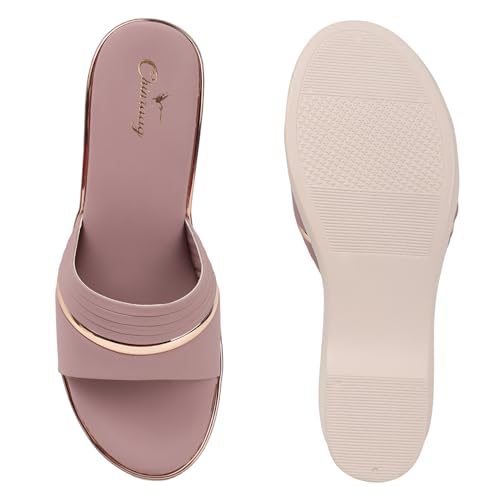 Image of Chinraag Women's Embellished Toe-Ring Comfort Flats | Stylish Casual Slip-On Sandals for Women (CR-388-P)