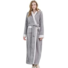 JSEIAJB Gray Autumn Winter Flanne Bathrobe Women Warm Bath Robe Women Long Pajamas Kimono Robe Large