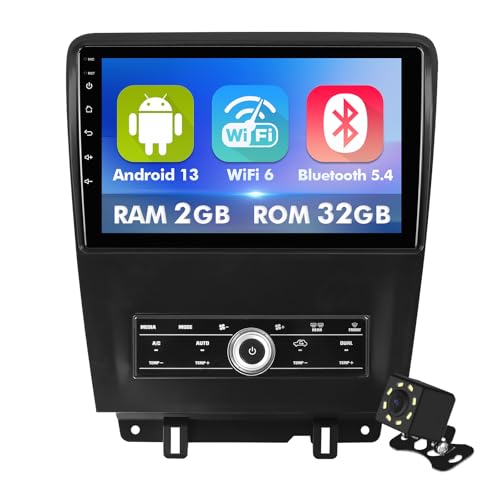 10.1 Inch IPS Touchscreen Android 13 Car Stereo for Ford Mustang 2010-2014 with Wireless CarPlay & Android Auto 2+32GB Car Radio, Support GPS, WiFi 6, Bluetooth,5.4, FM Radio, Backup Camera, Dual USB