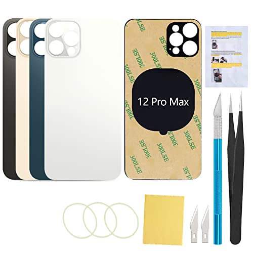 UooFide Rear Back Cover Screen Glass Replacement Compatible with iPhone 12 Pro Max 6.7-Inches All Carriers (Silver)