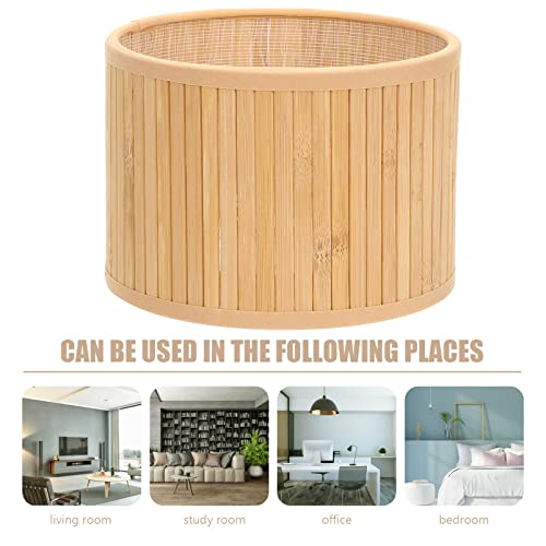 Image of Zerodeko Small Bamboo Lampshade Retro Style Compatible Light Cover for Desk Wall and Floor Lamps Chic Vintage Design for Decor