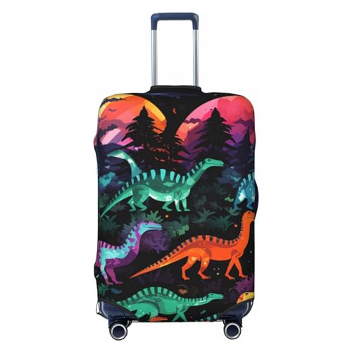 Travel Luggage Protector Cover Colorful Dinosaurs Suitcase Covers for Luggage Fashion Washable Elastic Luggages Cover Protector Scratch Resistant Travel Essentials Suitcase Cover Fits 18-32 Inch