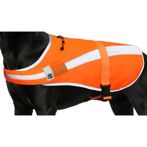 Warnweste Hund,Leuchtweste Reflektierende Weste Sicherheitsweste Reflektor Hundewarnweste mit reflektierenden für Mehr Sicherheit im Dunkeln – Verstellbar & Pflegeleicht (Orange, 55cm)