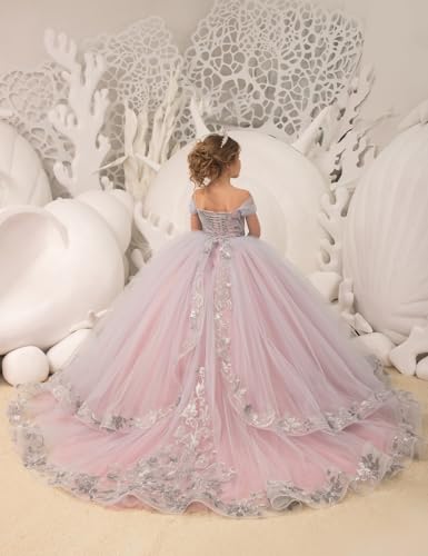 Off - Shoulder Flower Girl Dress for Wedding Pageant Dresses for Girls Formal Princess Ball Gown4