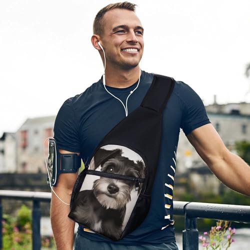 Cute Schnauzer Sling Bag Mochila Ligera para Senderismo miniatura 3