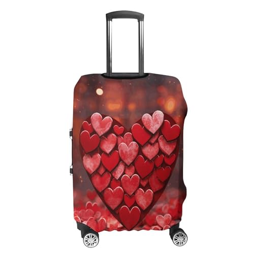 Red Hearts Love Suitcase Covers for Luggage - Elastic Luggage Cover Protector, Double-sided Washable Suitcases Sleeve for 19-32 Inch Luggage S4