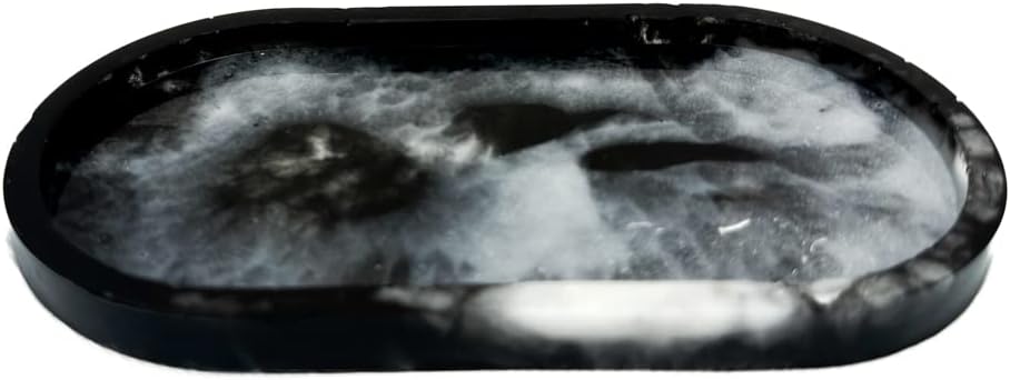 Trinket Tray - Handcrafted Resin Tray for jewelry, keys, or soap (White Translucent Marble, Modern)