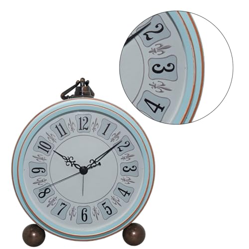 Image of Quiet Table Clock with Easily to Read Roman Numeral Suitable for Bedroom Office Workshop Metal Frame Clock