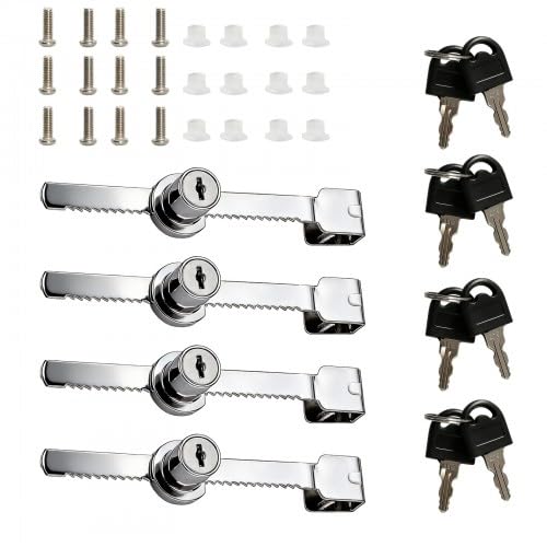 4PCS Sliding Glass Door Lock Sliding Door Lock Serrated for Display Cabinets (Single Key)