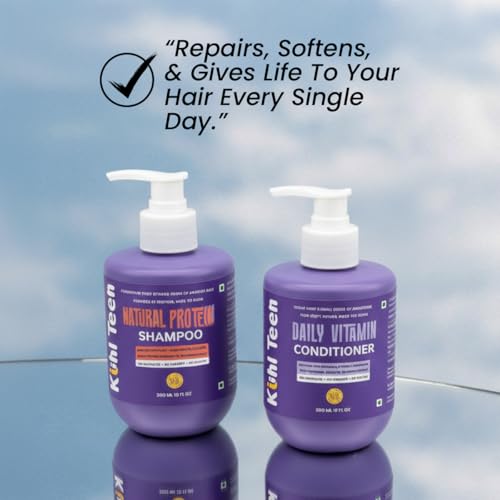 Image of Natural Protein Shampoo + Daily Vitamin Conditioner Combo| Dry, damaged & frizzy hair| With Plant Keratin, Collagen, Wheat protein, moringa & rosemary oil| Sulphate & paraben Free| 2 x 300ml