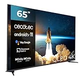 Cecotec Televisor 65" QLED Smart TV V1+ Series VQU11065+S. Resolución 4K UHD, Sistema Operativo Android TV 11, Subwoofers, Chromecast, HDR10+, Google Voice Assistant, Modelo 2023