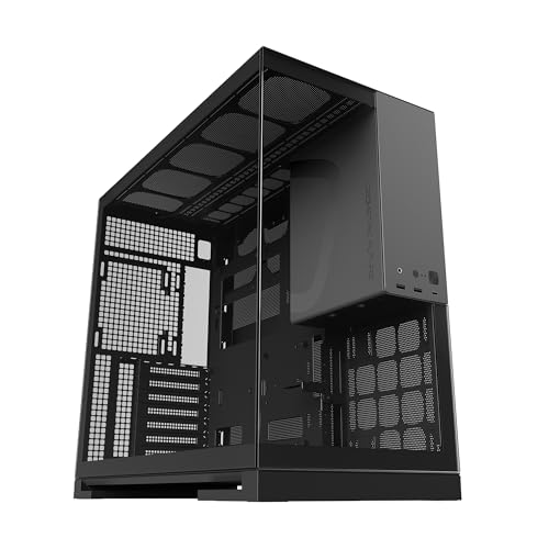 Image of Geometric Future M5 Tempered Glass Mid Tower, E-ATX /ATX Gaming Case, 1.2mm Steel, Type C, Toolless Panels, Support 420 /360 Radiator, Dual-Chamber, Black /Grey, GEO-M5-BG