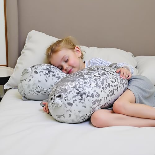 Image of Ryttir 24 Inch Fuzzy Large Seal Stuffed Animal,Soft Stuffed Seals Plush Toy Cuddly Bedroom, Funny Valentine Seal Gifts for Women Girls Boys