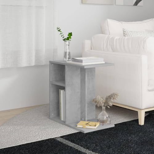 Mesa auxiliar gris hormigón reversible y resistente que ahorra espacio 3