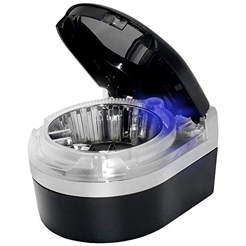 Gresunny cenicero de coche con tapa cenicero coche portátil con LED Luz ceniceros auto desmontables mini cenicero del cigarrillo para automóvil, vehículo, viaje, hogar, oficina Negro Cover