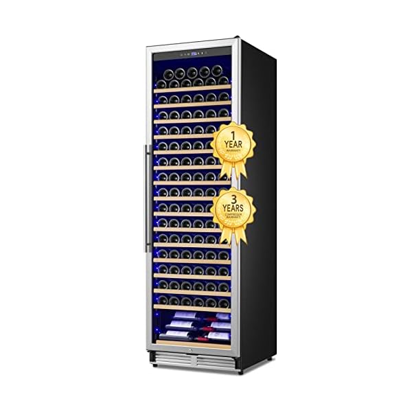 Upgraded 24 Inch Wine Cooler Refrigerator, 190 Bottles Wine Fridge with Professional Temperature Control System, Freestanding or Built-in installation, Quiet Operation