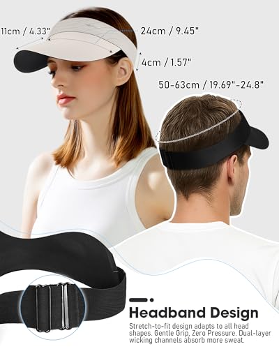 Image of YANIKY Sun Visor Hat for Women,UPF50+ Seamless Sun Hats Men Women Lightweight Sports Cap Stretchy Ponytail Hat for Outdoor