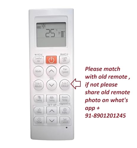 Image of Sanavya AC Remote Control - Compatible Replacement for Split & Window Air Conditioners - Replicates Genuine Remote Functions (LG AC Remote 6 in 1 VIRAAT Mode [AC-36U])