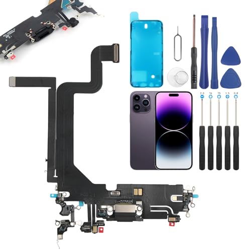 YHX-US Charging Port Replacement for iPhone 14 Pro Max USB Dock Connector Flex Cable Microphone Replacement for iPhone 14 Pro Max A2894 A2651 A2893 A2895 with Repair Tools