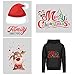 CREATCABIN 3pcs Merry Christmas Iron on Transfers Stickers Set Patchs de Transfert de Chaleur Conception de Vêtements Autocollants de Transfert de Chaleur Lavables Stickers pour Vêtements T-Shirt