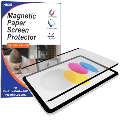 Magnetic Paper Screen Protector for iPad A16 11th 2025/10th Gen 2022(10.9-inch), Matte Detachable Anti-Glare Fingerprint Screen Protector, Write and Draw Like on Paper, Anti-Scratch Reusable