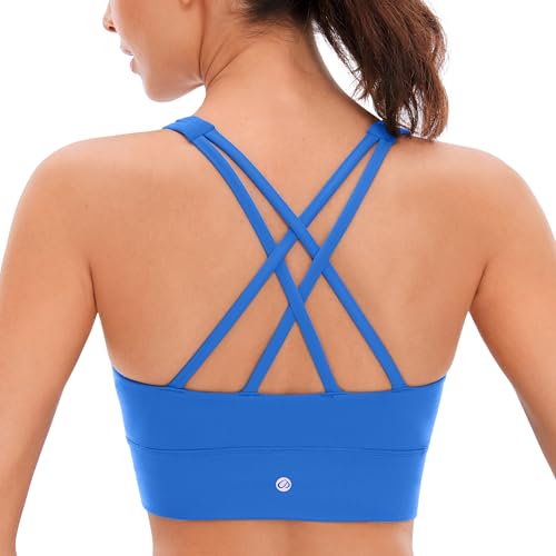 Image of CRZ YOGA Butterluxe Longline Sports Bras | Light Support, Removable Pads, Yoga, Extremely Soft, Criss Cross Back, High Neck, for Women