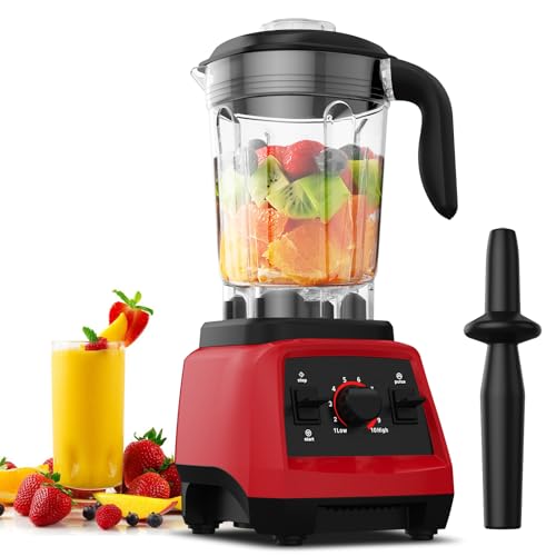 JUSANTE Smoothie Blender, 1800W Professional Blender Juicer for Kitchen Countertop with 10 Speeds, 68oz BPA Free Jar Ice Crusher or Juice, Milkshake, Dessert (Red)