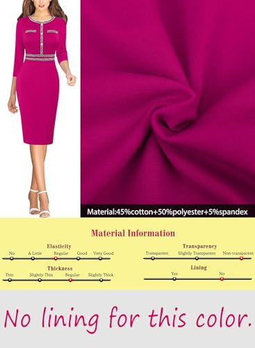 Image of VFSHOW Womens Button Crew Neck Wear to Work Office Business Casual Church Party Slimming Fitted Bodycon Pencil Sheath Dress