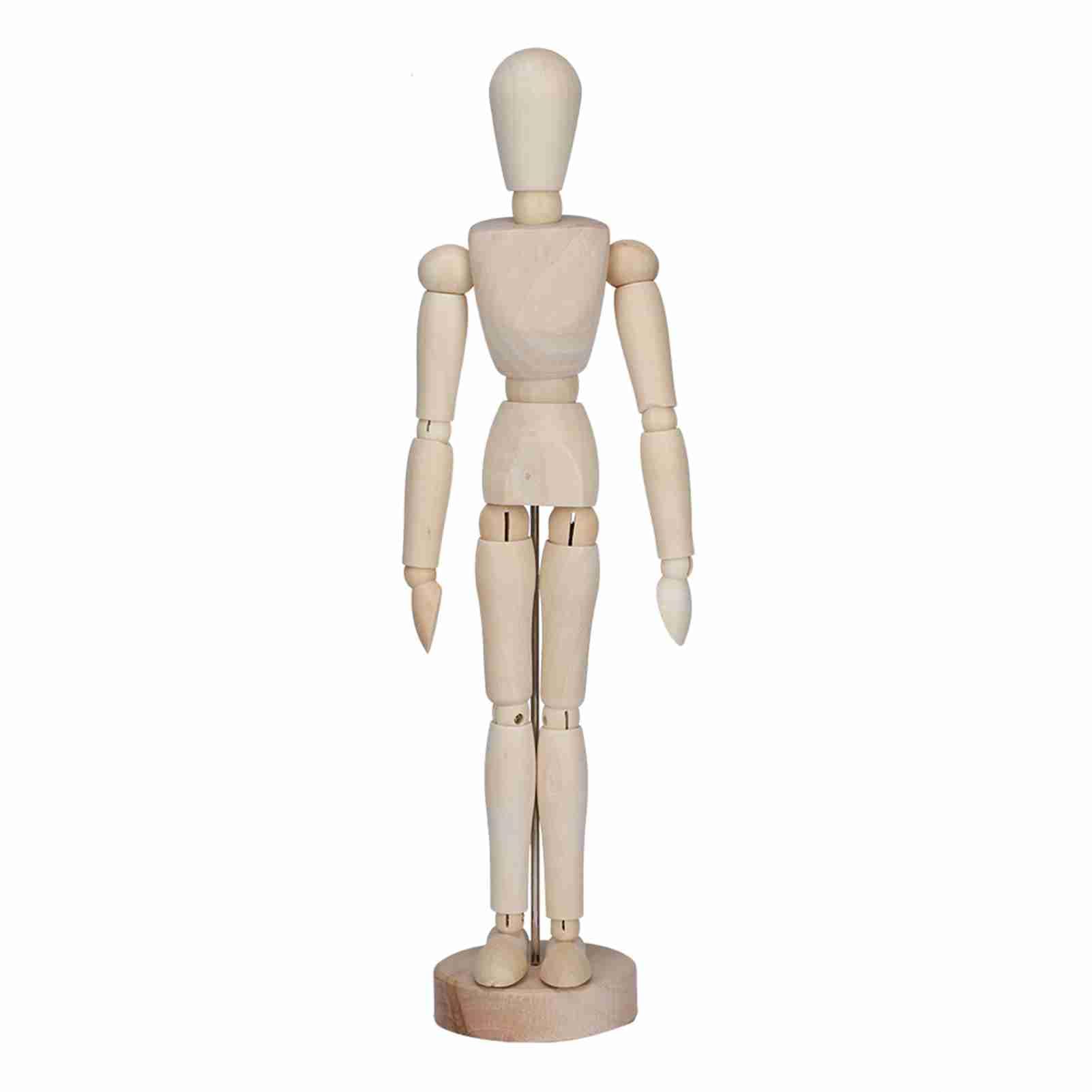 Wood Artist Drawing Manikin, Articulated Mannequin with Base Posable Drawing Figure Flexible Body for Home Office Desk Sketching Painting Gift
