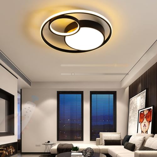 Plafonnier moderne métal et acrylique noir chic pour grand salon