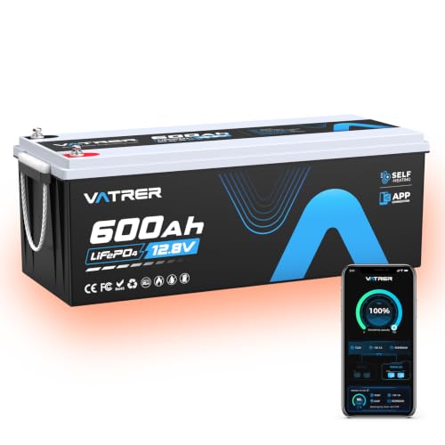 Image of 12V 600AH Self-Heating APP LiFePO4 Lithium Battery, Built-in 300A BMS, Low /High Temperature Cutoff Protection, Max 3840W Load Power, Perfect for RV /Camper and Off-Grid Applications, etc.