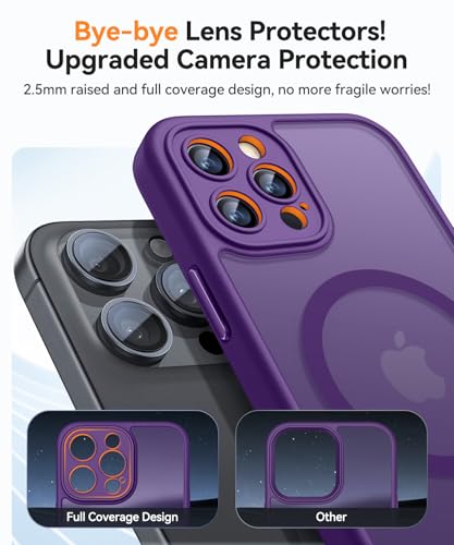 Image of CANSHN Magnetic Compatible with iPhone 12 Pro Max Case, Upgraded [Full Camera Protection] [Compatible with Magsafe] [Translucent Matte] Shockproof Protective Phone Cover 6.7 Inch - Deep Purple