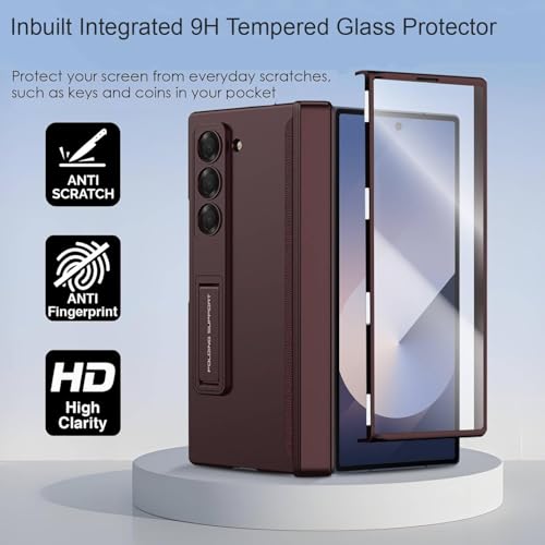 Image of Kapa Magnetic Hinge with Inbuilt Stand Case for Samsung Galaxy Z Fold 6 | Shockproof Stand Hybrid Bumper Back Cover (Wine Red)