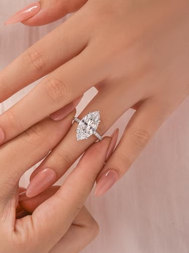 5.5CT Marquise Cut Engagement Ring for Women, Elegant 925 Sterling Silver 5A Cubic Zirconia Simulated Diamond Bridal Wedding Promise Ring2