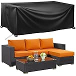 Bemece Garden Furniture Covers, Outdoor Furniture Covers Waterproof with Air Vent, Upgraded 420D Oxford Outdoor Patio Rectangular Cover, Anti-UV, Tear-Resistant, 200 * 165 * 80cm