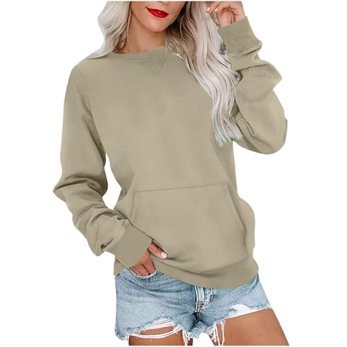 NUSGEAR Sudadera para Mujer Deportivo Sweatshirt Cuello Redondo Bolsillos