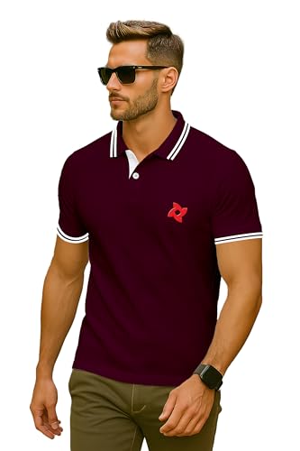 Image of Dagcros Classic Men's Polo T-Shirt with White Trim, Short Sleeve for Mens