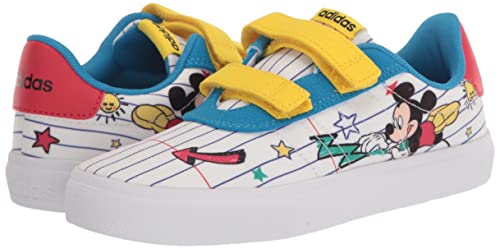 Adidas Vulc Raid3R Skate Shoe, White/Yellow/Bright Blue (Mickey), 2 Us Unisex Little Kid #TOP6