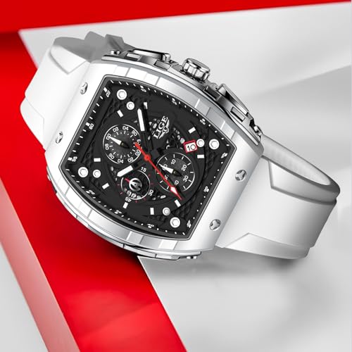 Image of LIGE Mens Watches Luxury Tonneau Watches for Men Waterproof Analog Watch Chronograph Calendar Date Men's Dress Business Work Watch Large Square Face Wristwatch