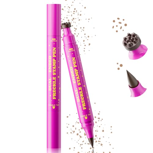 Noerrors Freckle Stamp & Freckle Pen 2 in 1 Faux Freckles Stamp with Soft Dots Pen for Natural Lifelike Look Magic Fake Freckles Marker Stain Waterproof Long Lasting Sun-Kissed Makeup #Light Brown
