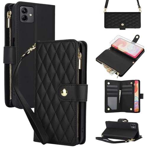 Housse portefeuille pour Samsung Galaxy A04e avec porte-cartes et dragonne en cuir