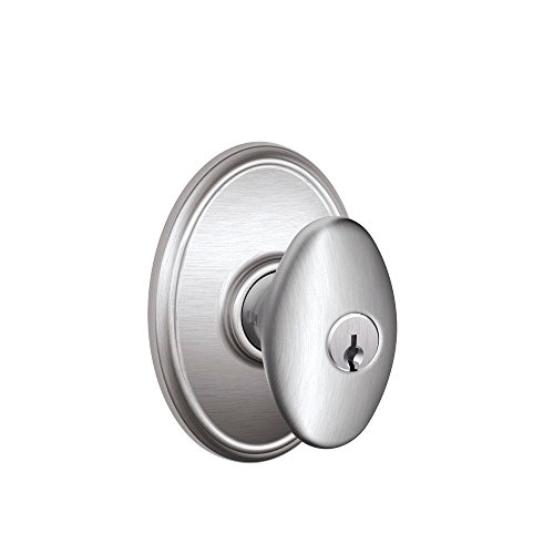 SCHLAGE F51A SIE 626 WKF Siena Knob with Wakefield Trim Keyed Entry Lock, Satin Chrome
