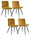 DUHOME 4X Chaise Salle à Manger en Tissu (Velours) sélection de Couleur Chaise rembourrée Design Retro avec Pieds en métal 8043B, Couleur:Jaune, matière:Velours