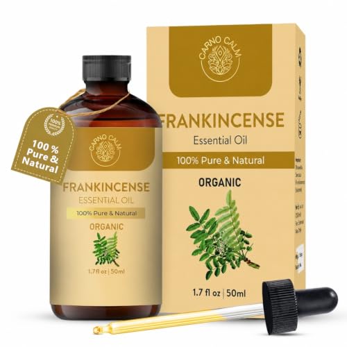 Carno Calm Frankincense Essential Oil | USDA Certified Organic Frankincense Oil | Woody and Earthy Aroma |1.7 fl. Oz