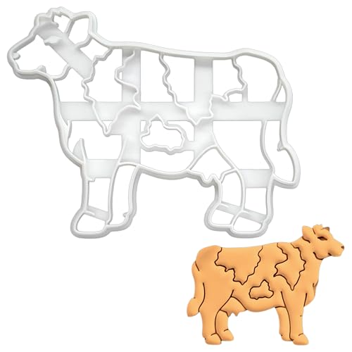 BAKERLOGY Milchkuh Körper Ausstechform - Nutztier Ausstecher, Kuh Plätzchenausstecher, Vieh Keksausstecher, Ideal für Fondant, Keksteig, Ton