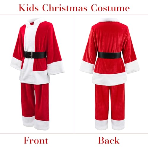 Disfraz completo de Santa niño rojo para 7-8 años miniatura 5