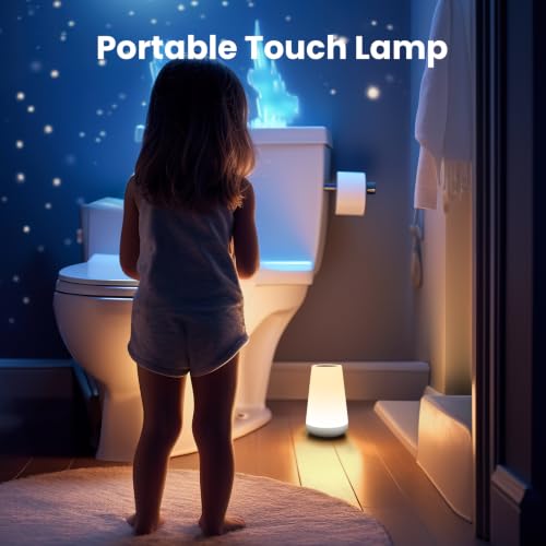 Image of THAUSDAS Night Light, Dimmable Touch Lamp for Bedroom, Portable Table Bedside Lamp, 5 Brightness 13 RGB Colors, Night Lights for Baby Nursery Bathroom