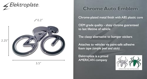 Image of Elektroplate Cycling OEM Chrome Emblem for Cars, Trucks, and All Auto | Universal Fit at 3.5 inch x 2.25 inch | Weatherproof
