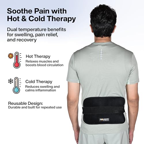 Image of FOVERA Reusable Hot & Cold Pack for Muscle Pain Relief & Injury | Ideal for Back, Shoulder & Hip | Long-Lasting Hot & Cold Therapy (Large - 7 x 13 Inch, With Cover)